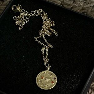 Gold Pendant Necklace with Gem Accents